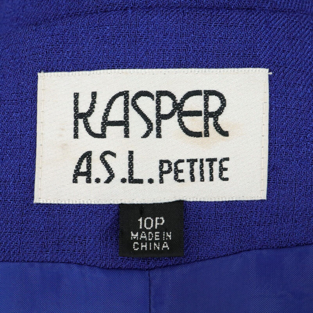 Kasper Jacket Petites 10P Blue Black Trim Lined Long Blazer Career Office - Picture 3 of 15